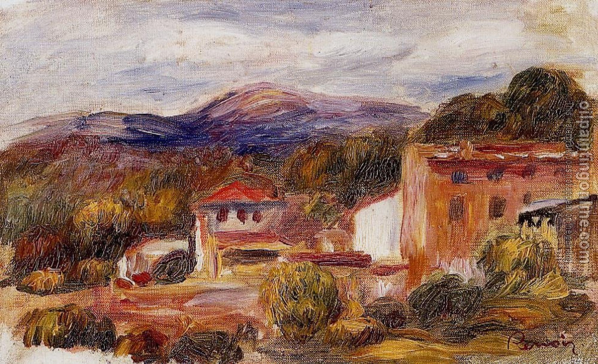 Renoir, Pierre Auguste - House and Trees with Foothills